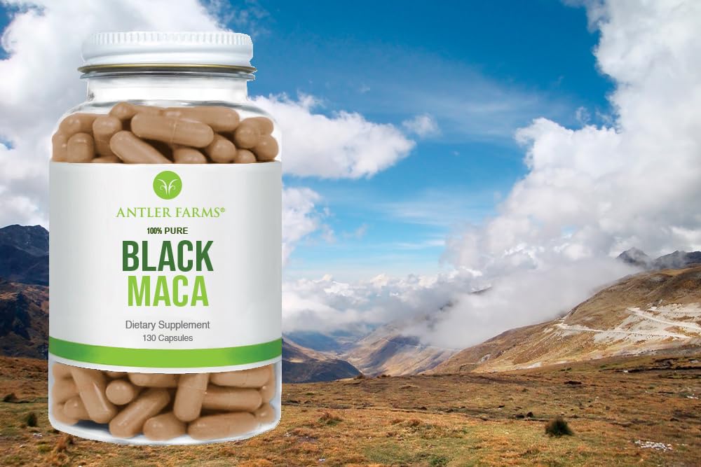 Antler Farms 100% Pure Black Maca Root Capsules, 130 Count