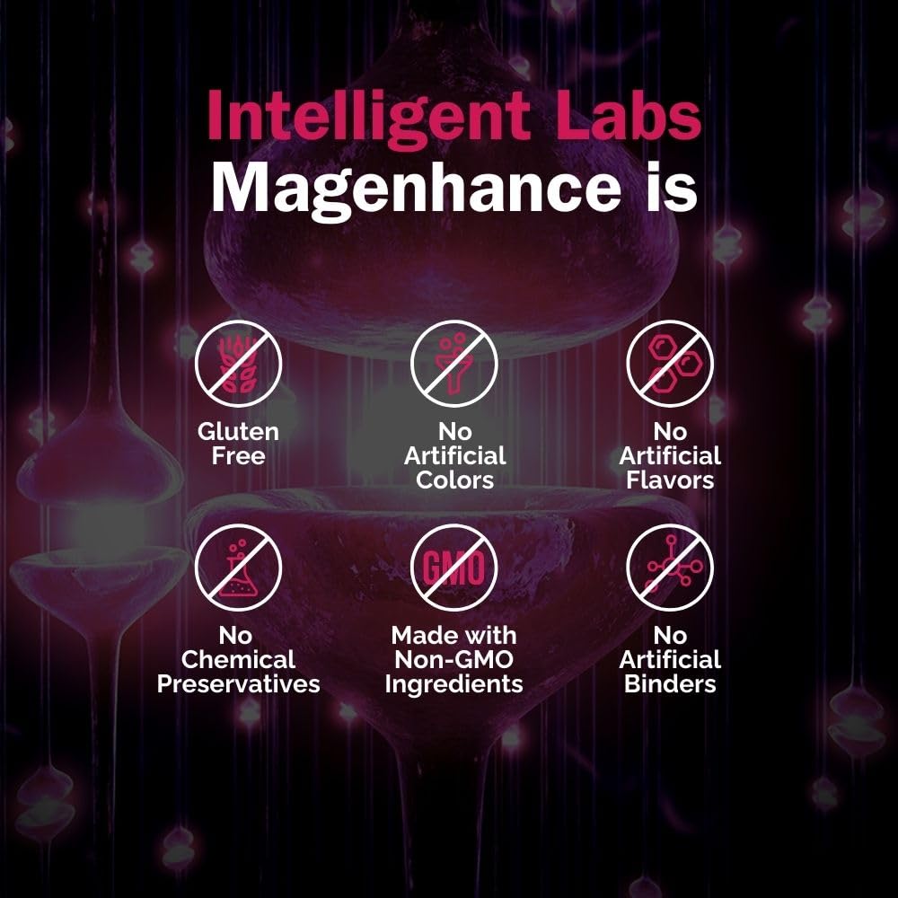 Intelligent Labs MagEnhance Magtein Magnesium Complex Supplement L-Threonate with Magnesium Glycinate and Taurate, 90 Capsules