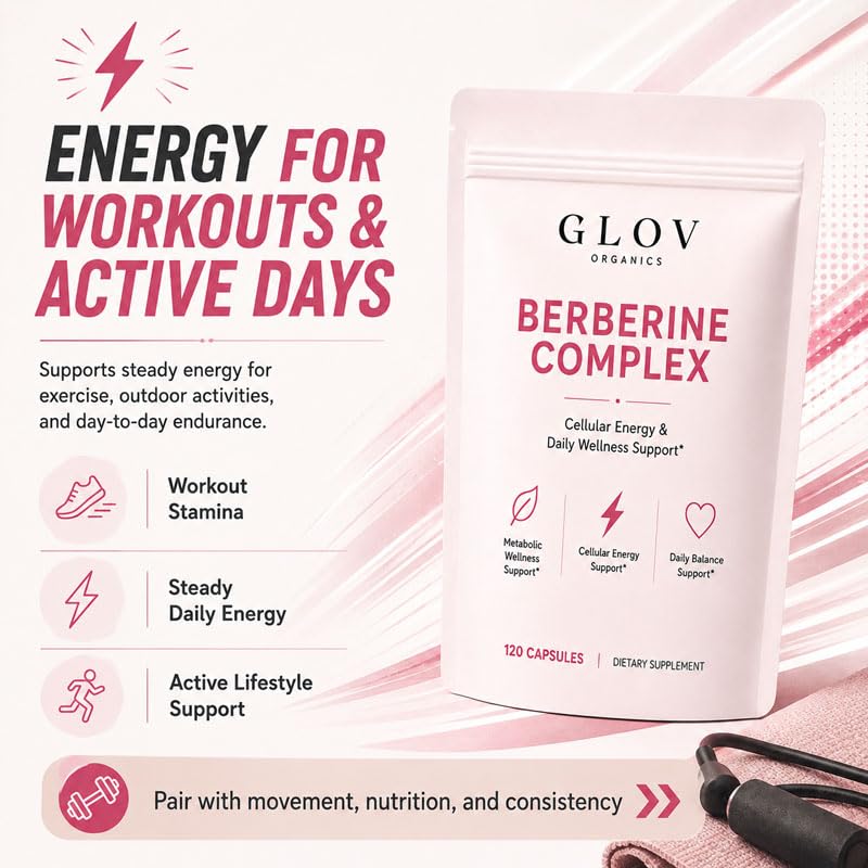 Glov Organics Berberine Complex, Cellular Energy & Metabolism Support Capsule, 1 Count
