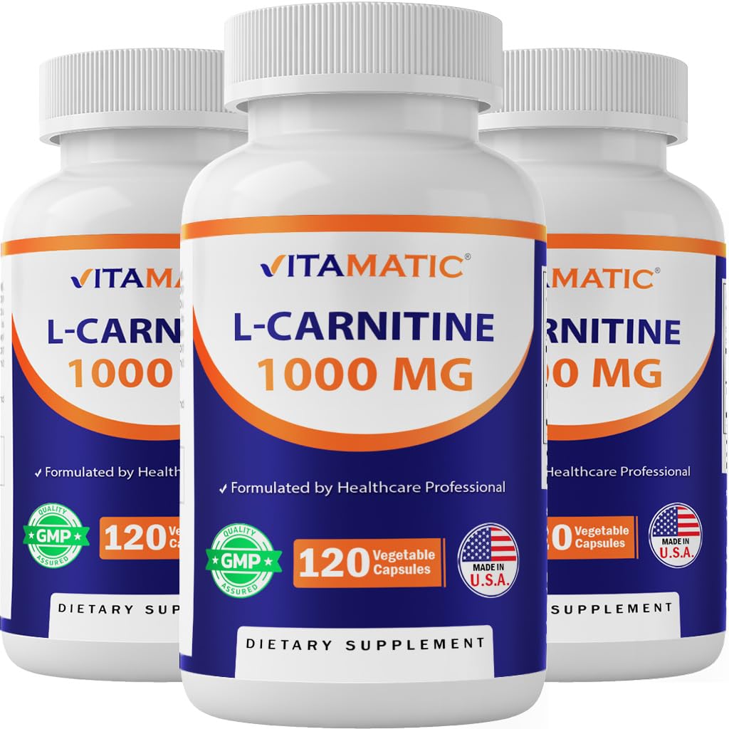 Vitamatic L-Carnitine Fumarate 1000 mg Capsules, 120 Count
