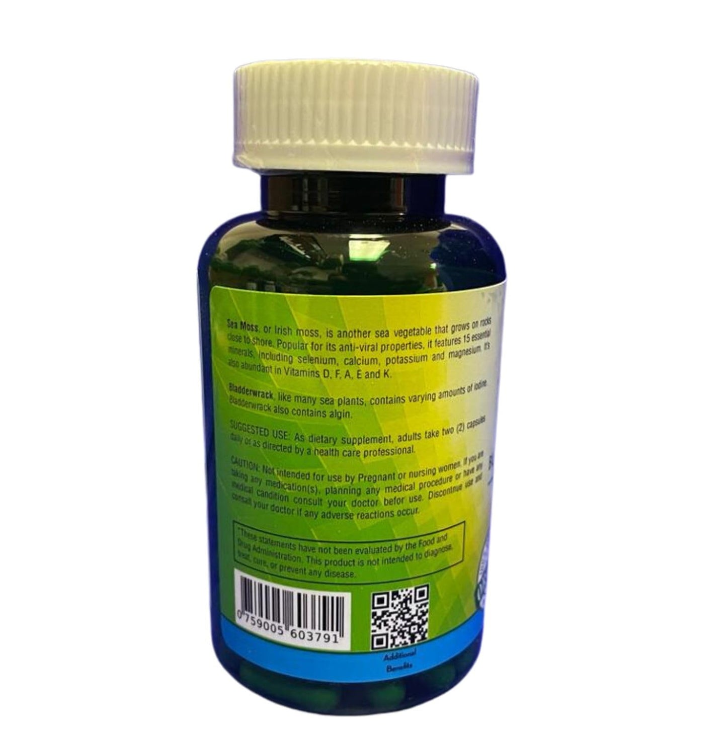 NutreeVit 100% Organic Sea Moss + Bladderwrack + Burdock Advanced Superfood Formula Capsules, 320 Capsules