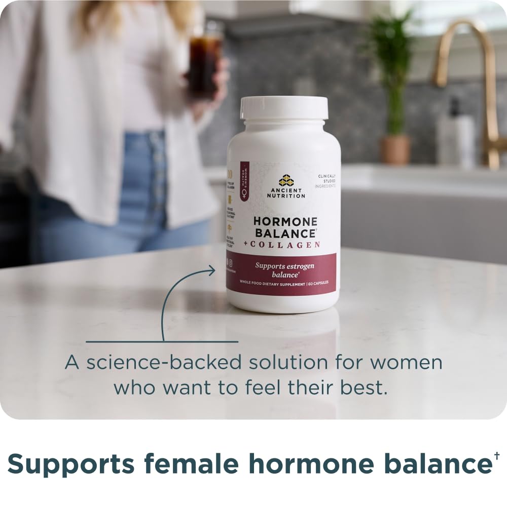 Ancient Nutrition Hormone Balance + Collagen Supplement, 60 Capsules