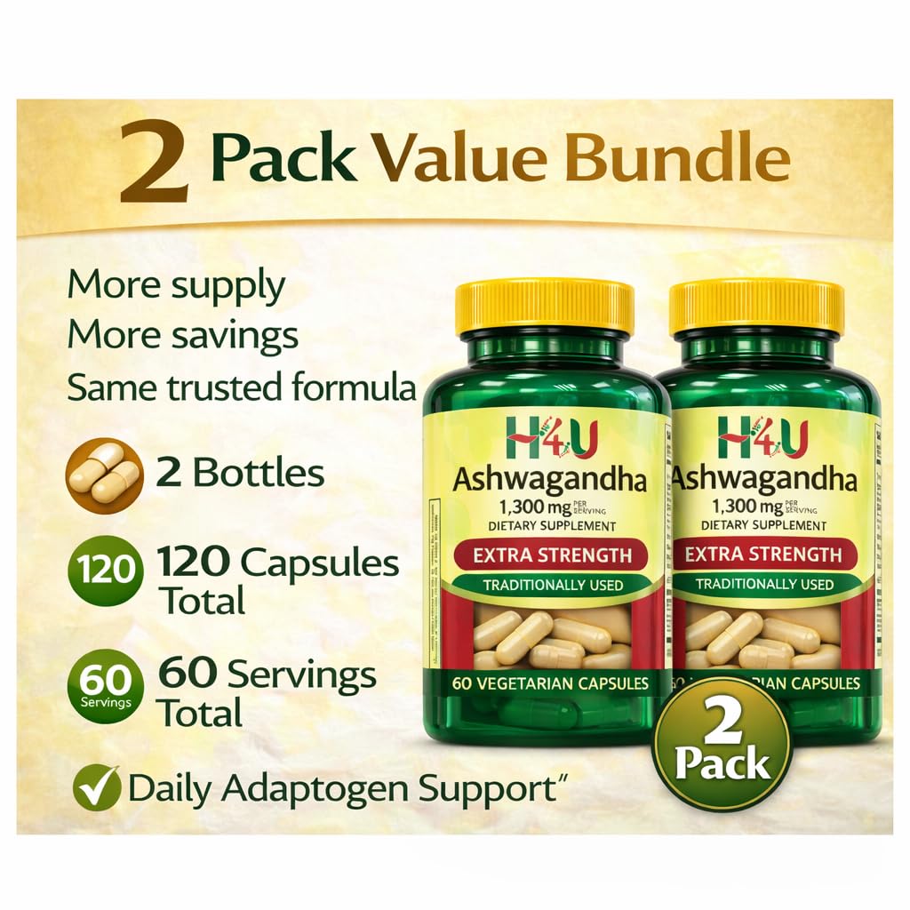 H4U 4 TOP Care Ashwagandha Dietary Supplement, Capsules, 60 Count