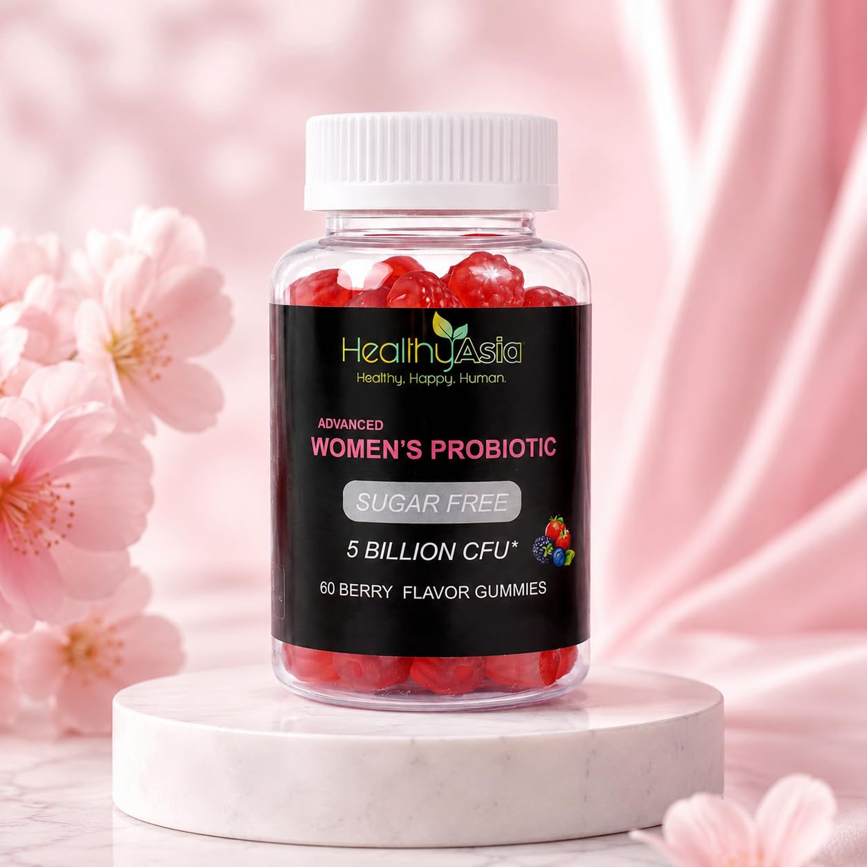 HealthyAsia Black Label Women's Probiotic Gummies Chewable 60 Count