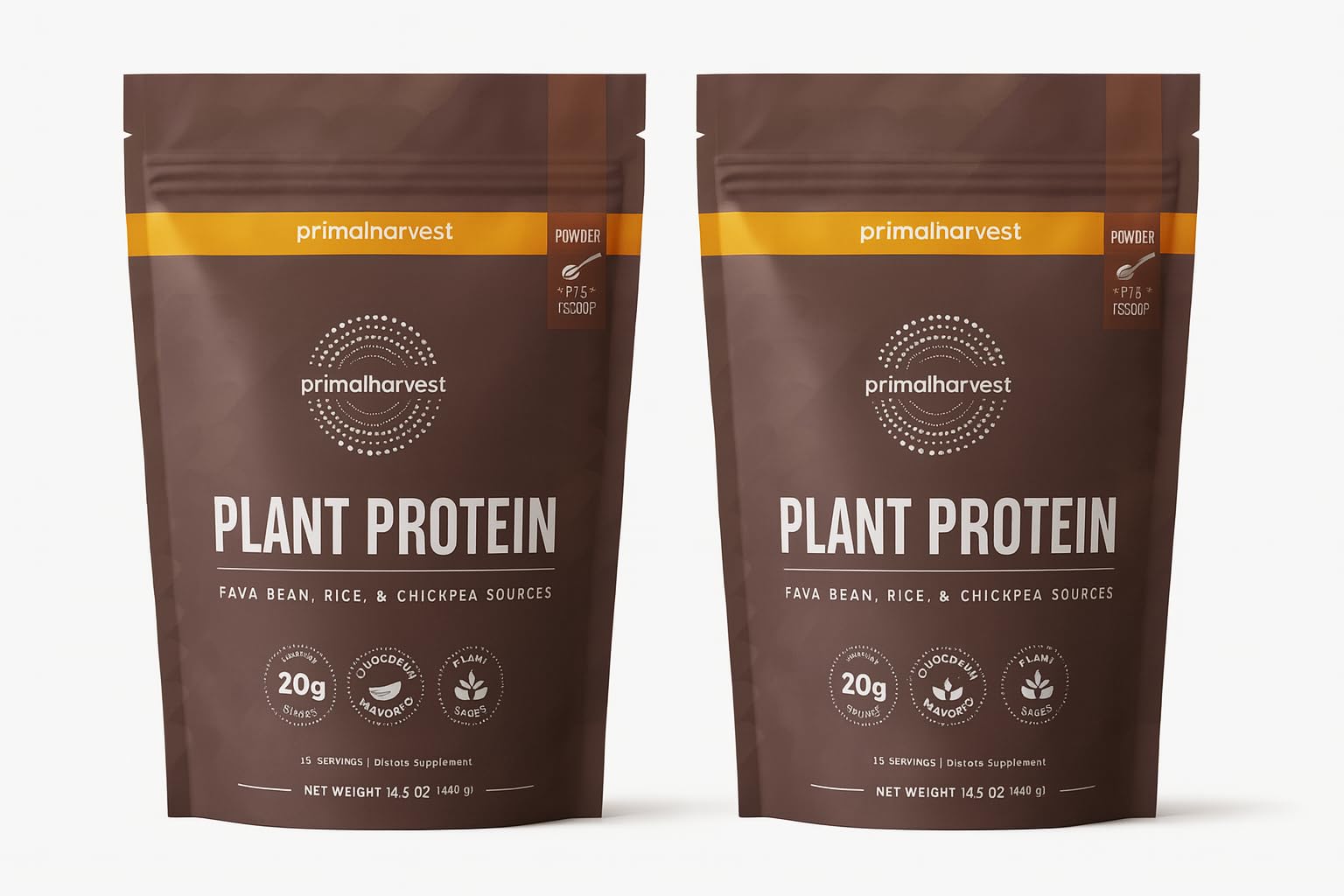 Primal Harvest Protein Powder, Vegan Chocolate, Gluten & Dairy Free, 14.29 Ounce (Pack of 2)