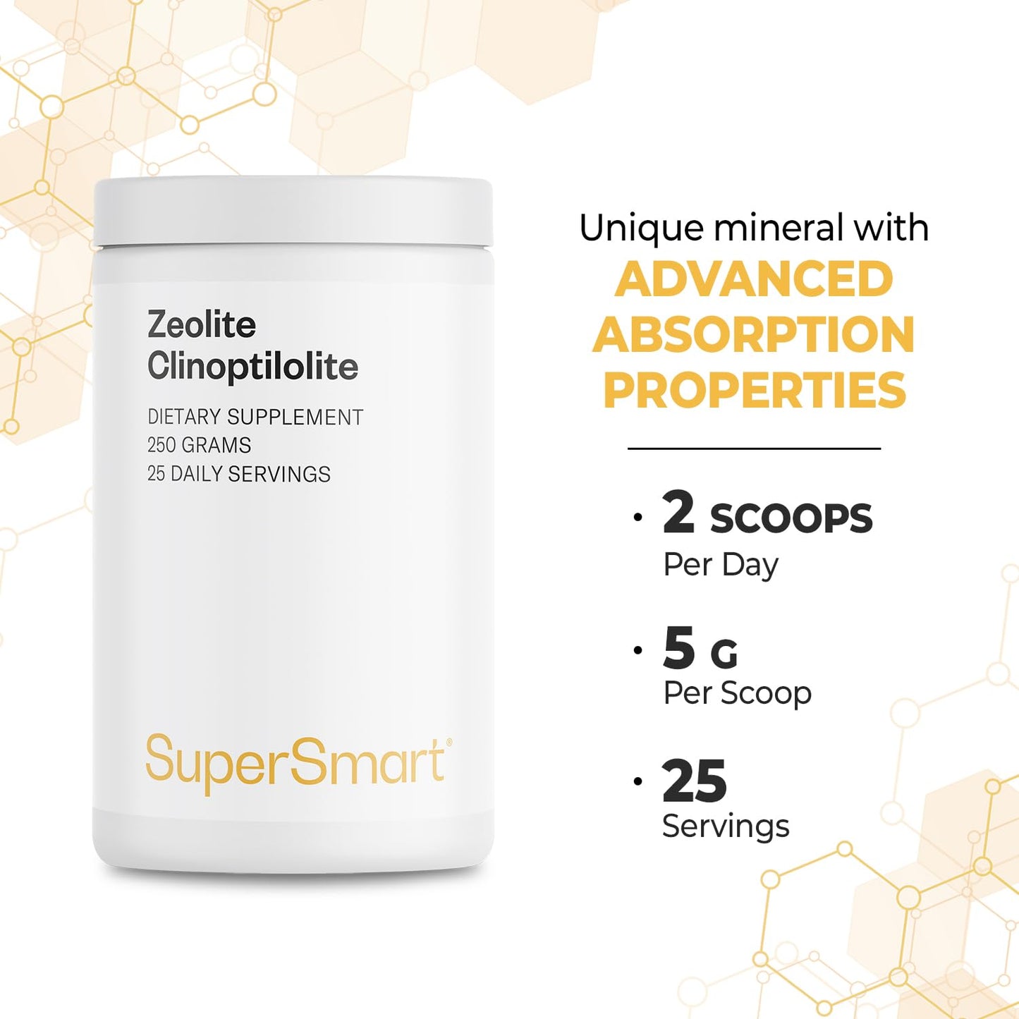 Supersmart Zeolite Clinoptilolite Powder ZCm Detox Mineral Supplement, 8.82 oz