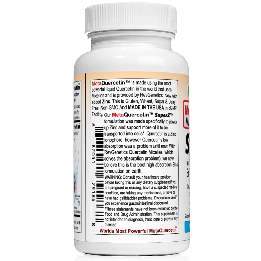 REVGENETICS MetaQuercetin SuperZ Micelle + Ionophore Powered Zinc Capsules, 60 Count