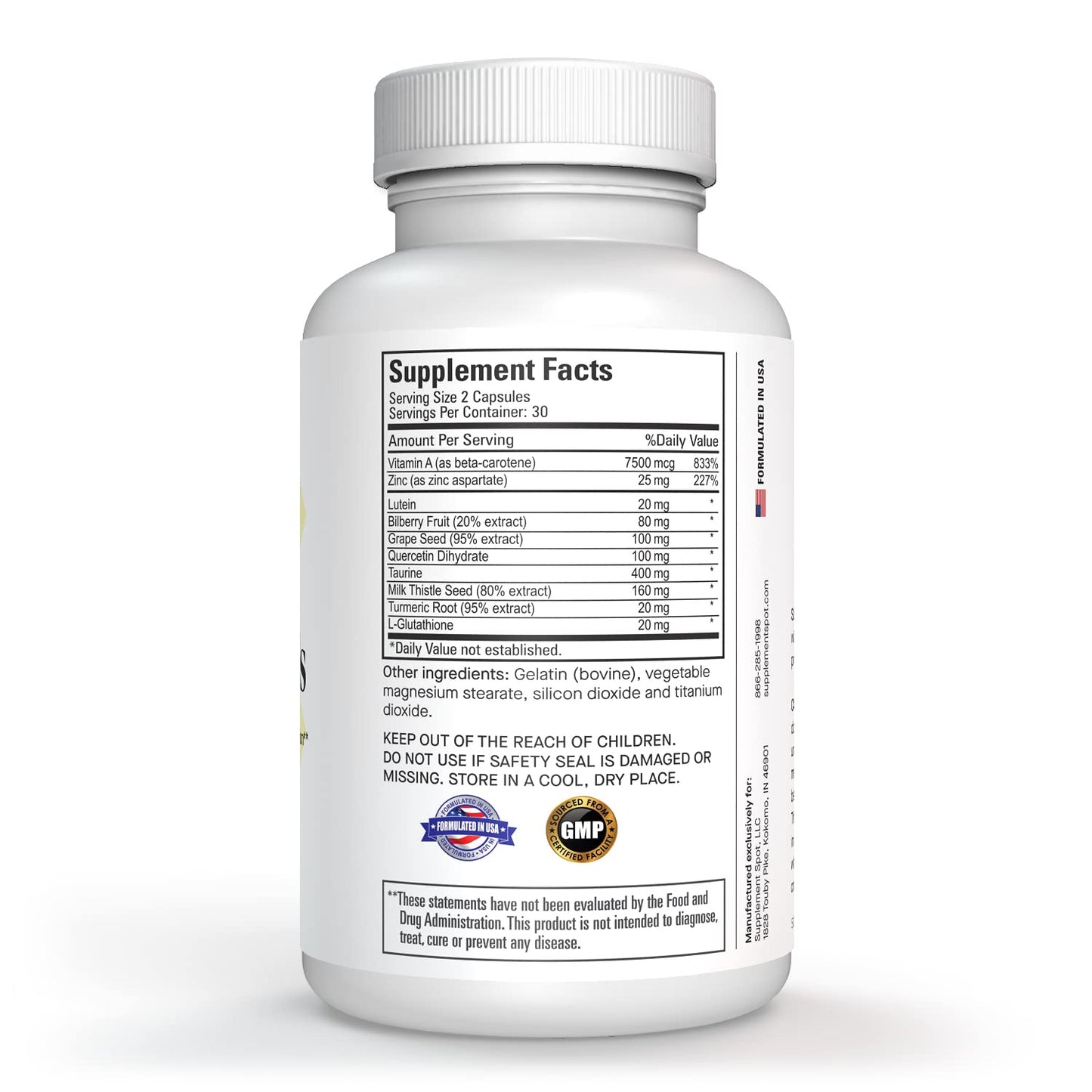 Supplement Spot Eye Essentials for Adults – Vitamins & Multi Minerals Supplement with Vitamin A, Bilberry Extract, Zinc & Antioxidants for Eye Health Capsule 1 Count