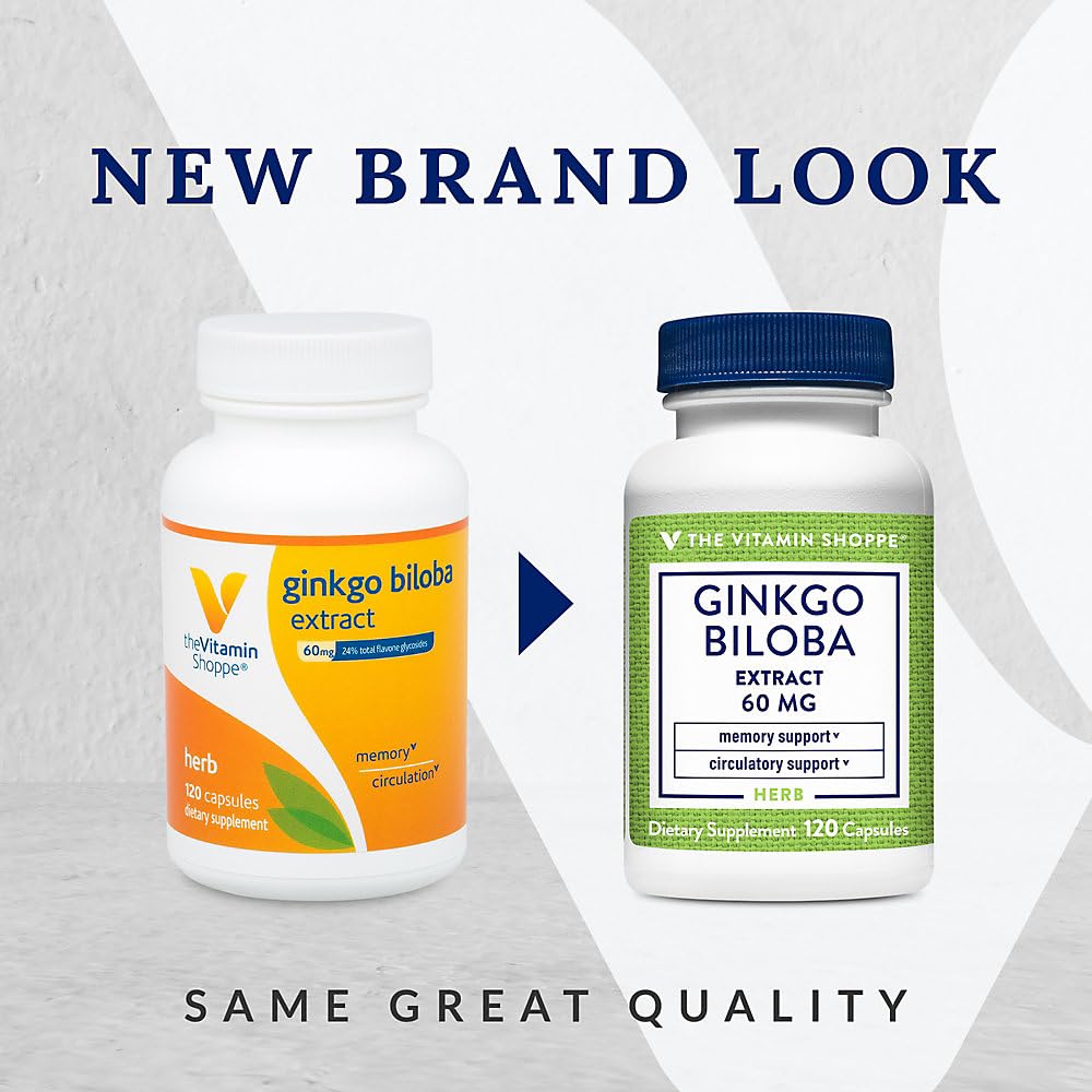 The Vitamin Shoppe Ginkgo Biloba 60MG Capsules 120 Count