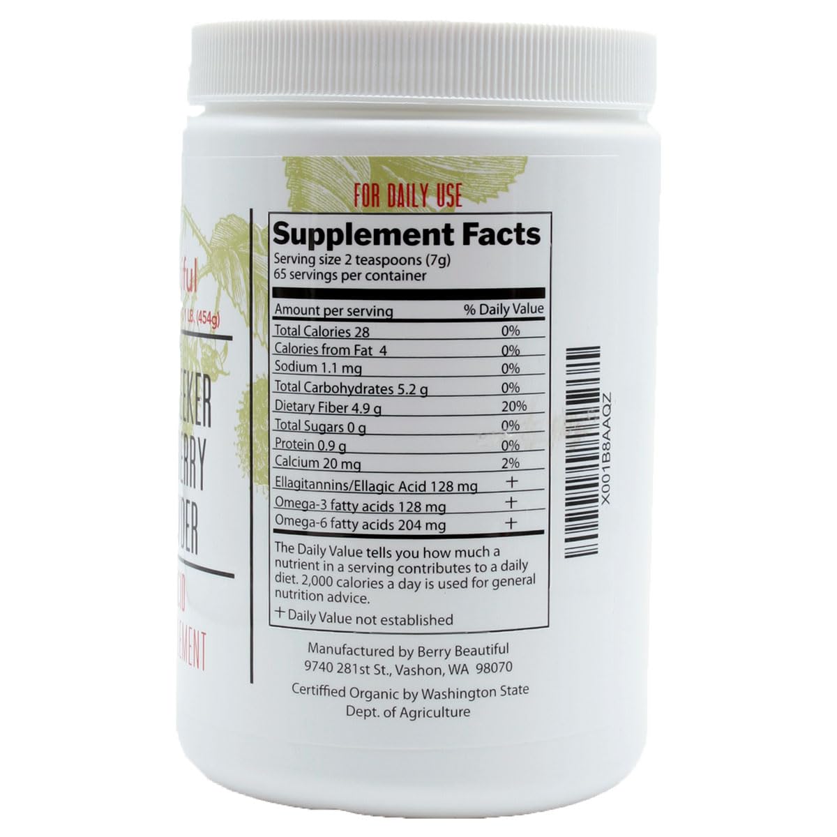 Berry Beautiful Organic Meeker Red Raspberry Seed Powder 16