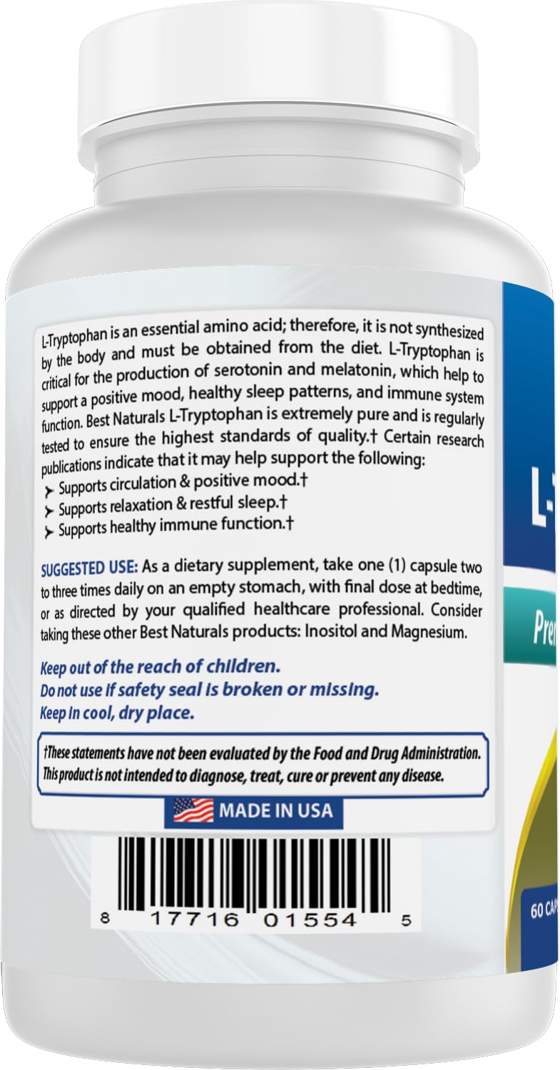 Best Naturals L-Tryptophan 500 mg 60 Capsules