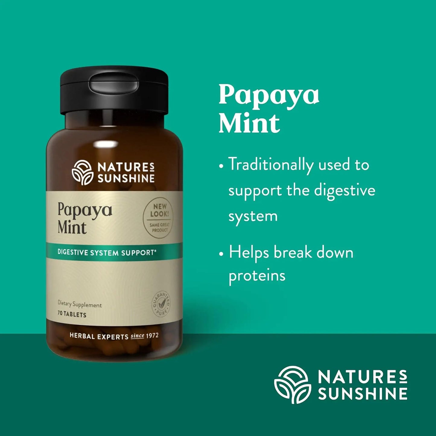 Nature's Sunshine Papaya Mint Chewable Tablets 70 Count