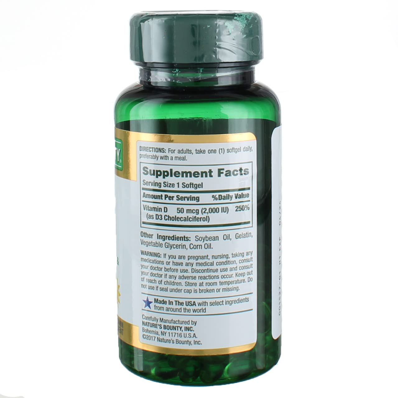 Nature's Bounty Vitamin D3 2000 IU Super Strength Softgels, 900 Count