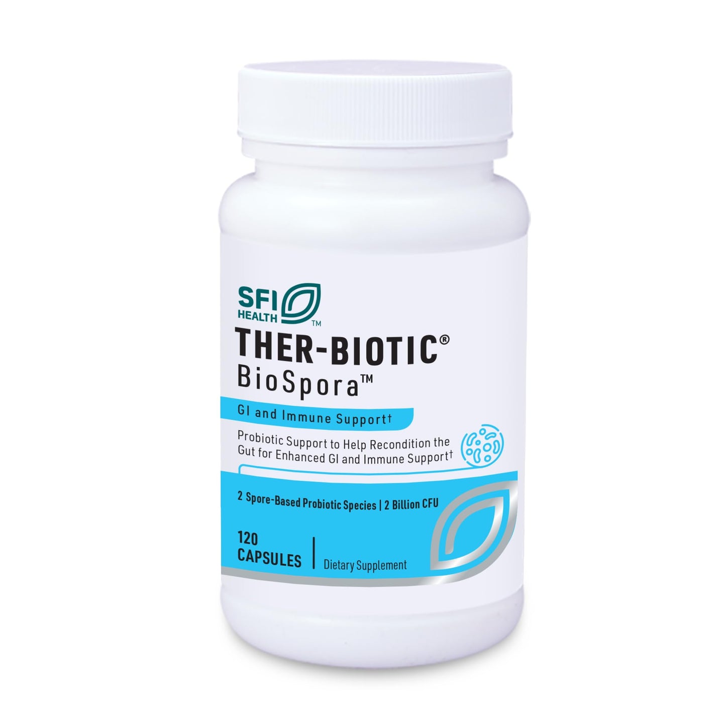 SFI Health Biospora Probiotic - Bacillus Coagulans & Subtilis, 2 Billion CFU for Digestive & Immune Support, Capsules, 120 Count