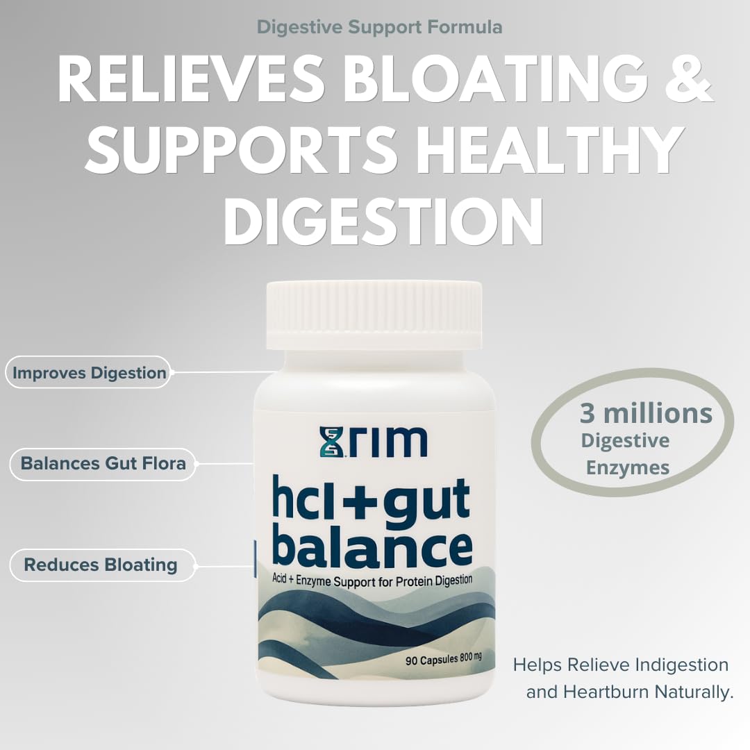 Xrim Betaine HCl + Pepsin Digestive Enzyme Supplement - Advanced Stomach Acid Support for Protein Breakdown & Nutrient Absorption 90 Capsules