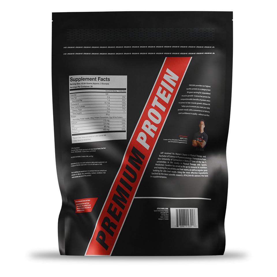 ATHLEAN-RX PRO-30G Premium Whey Protein Isolate Powder Chocolate Fudge Brownie Gluten-Free Low Sugar 44.48 oz