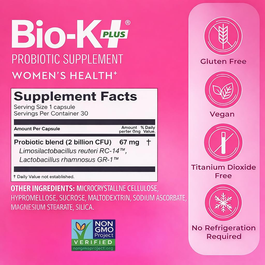 Bio-K Plus Probiotic for Women Support for Vaginal & Urinary Tract Health 30 Capsules