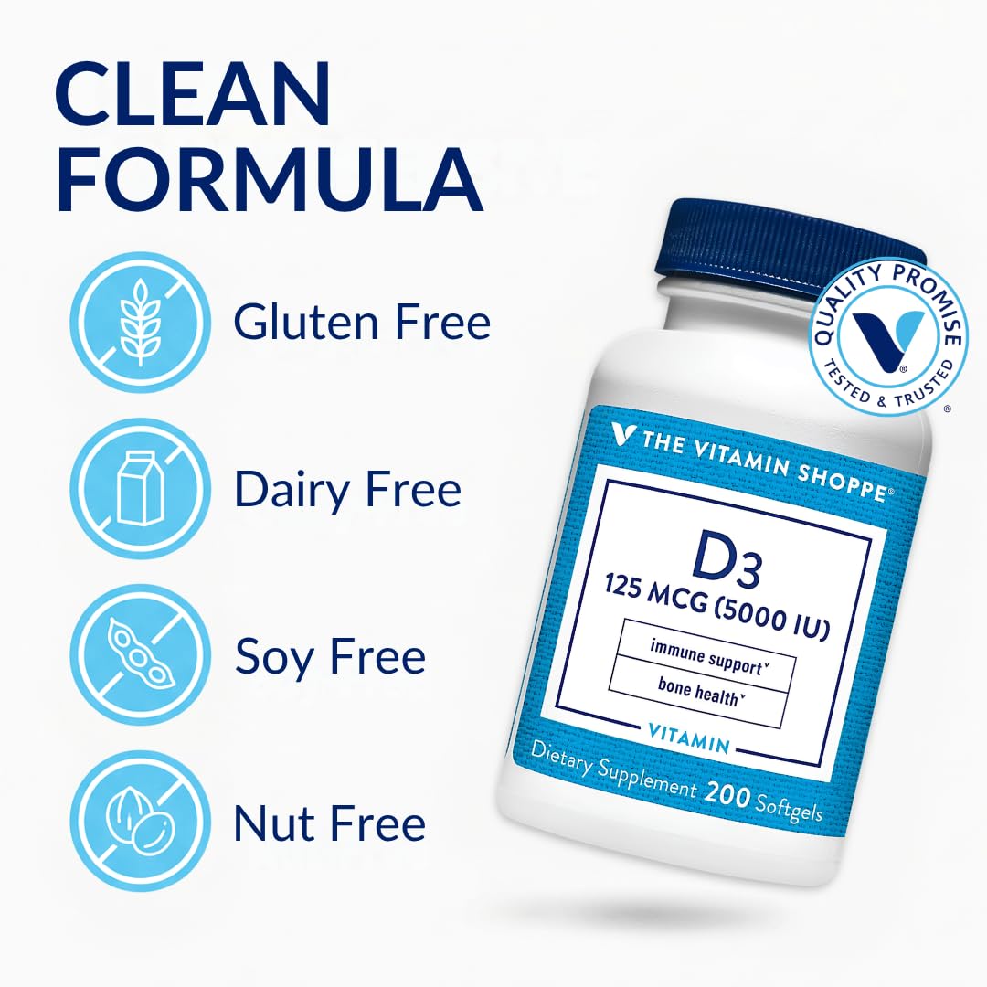 The Vitamin Shoppe Vitamin D3 5000 IU Supplement Softgels 200