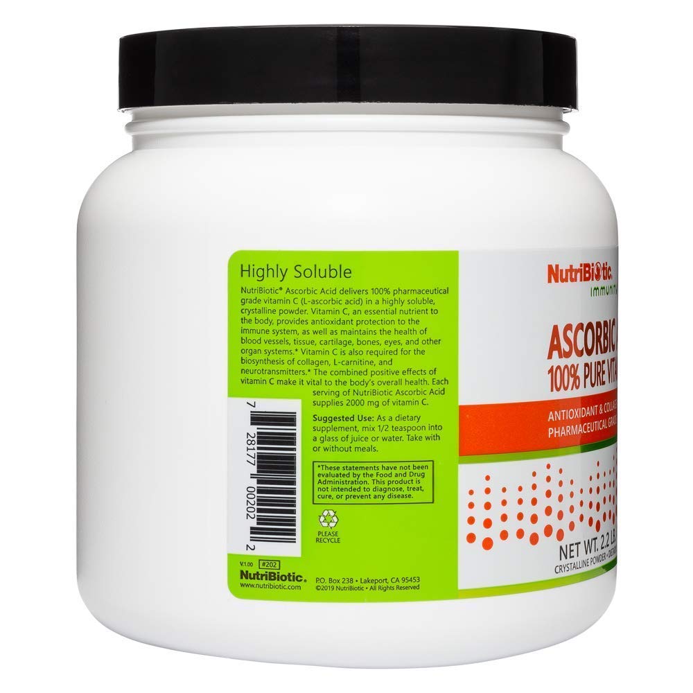 NutriBiotic Ascorbic Acid Crystalline Powder 2000 mg Vitamin C, 35.2 oz