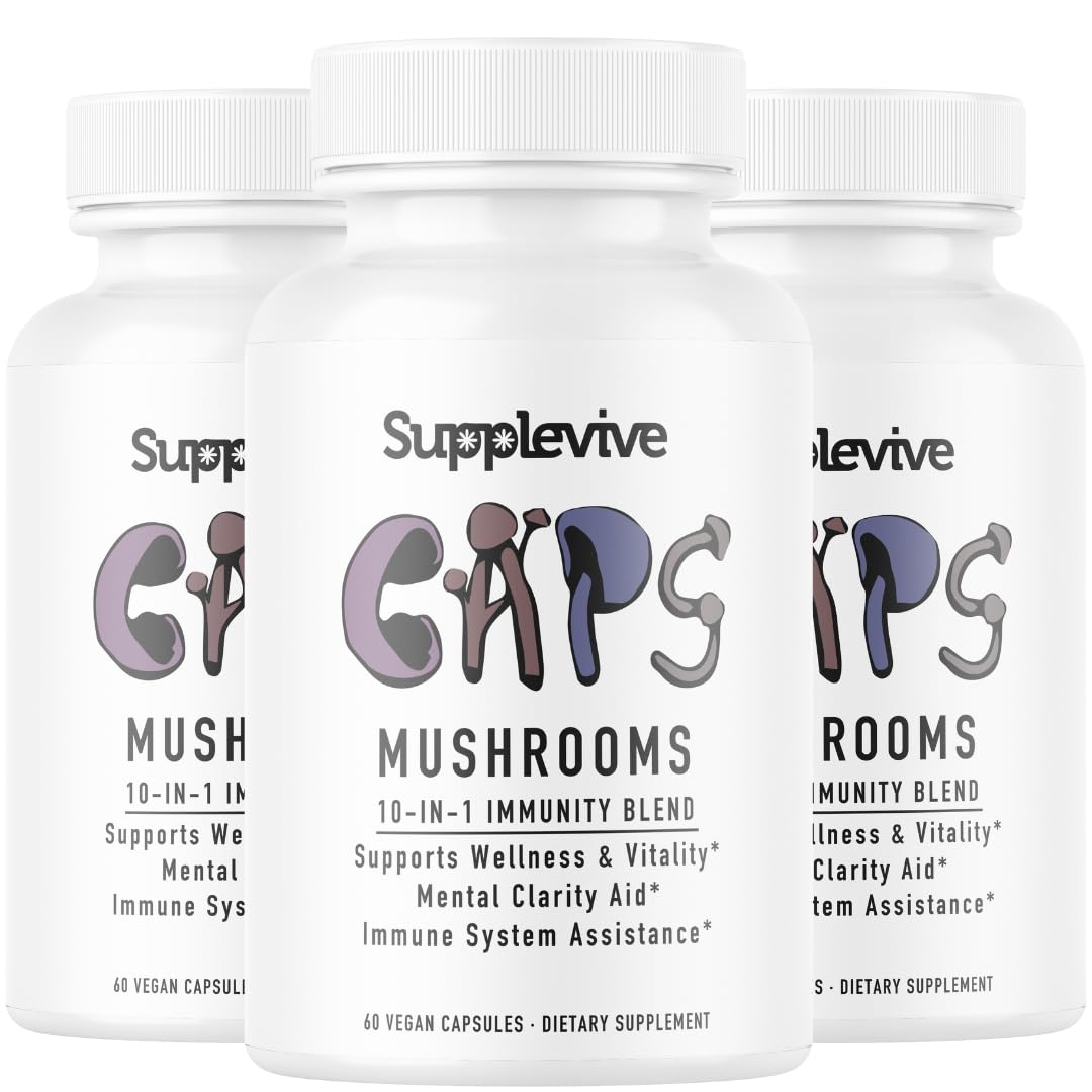 Supplevive Mushroom Caps Ten Mushroom Extract Blend Capsules 60 Count