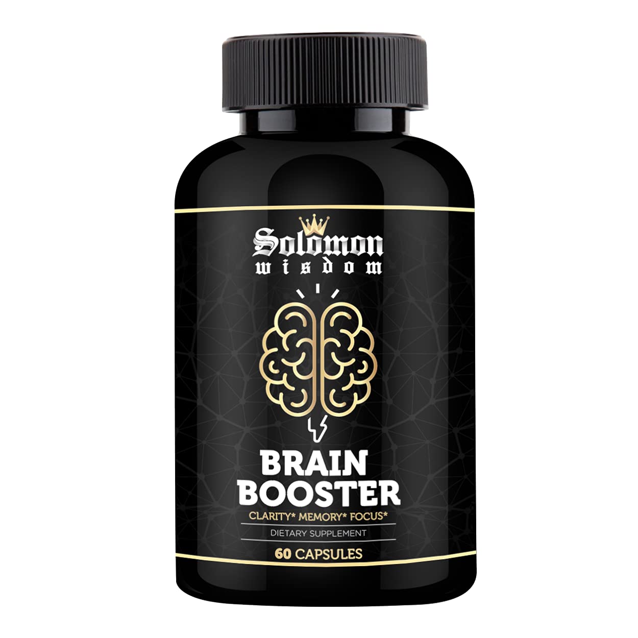 SOLOMON WISDOM Brain Booster Nootropic Dietary Supplement Capsules, 60 Count
