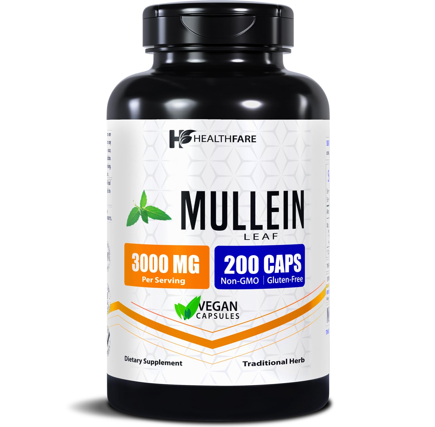 Healthfare Mullein Leaf Extract 3000mg Capsules, 200 Count