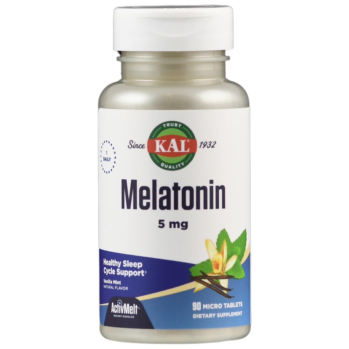 KAL Melatonin 5mg Sleep Aid Tablet, 90 Count