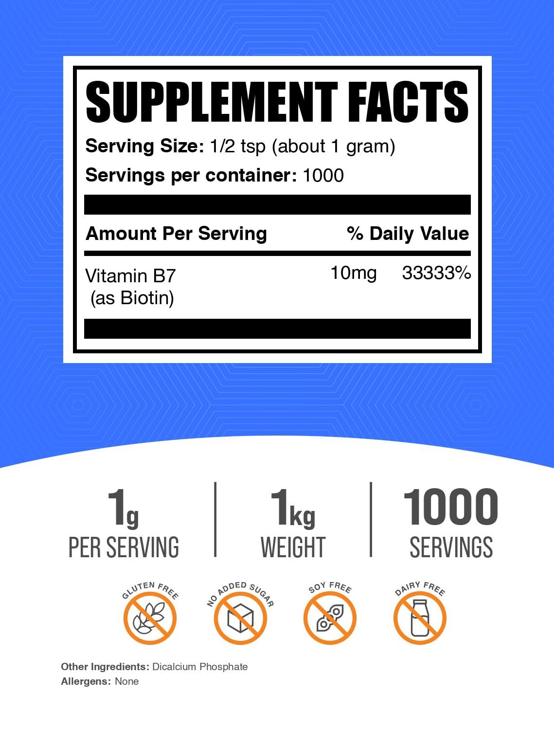 BulkSupplements Biotin Powder 10000mcg, 35.27 Ounce (Pack of 1)
