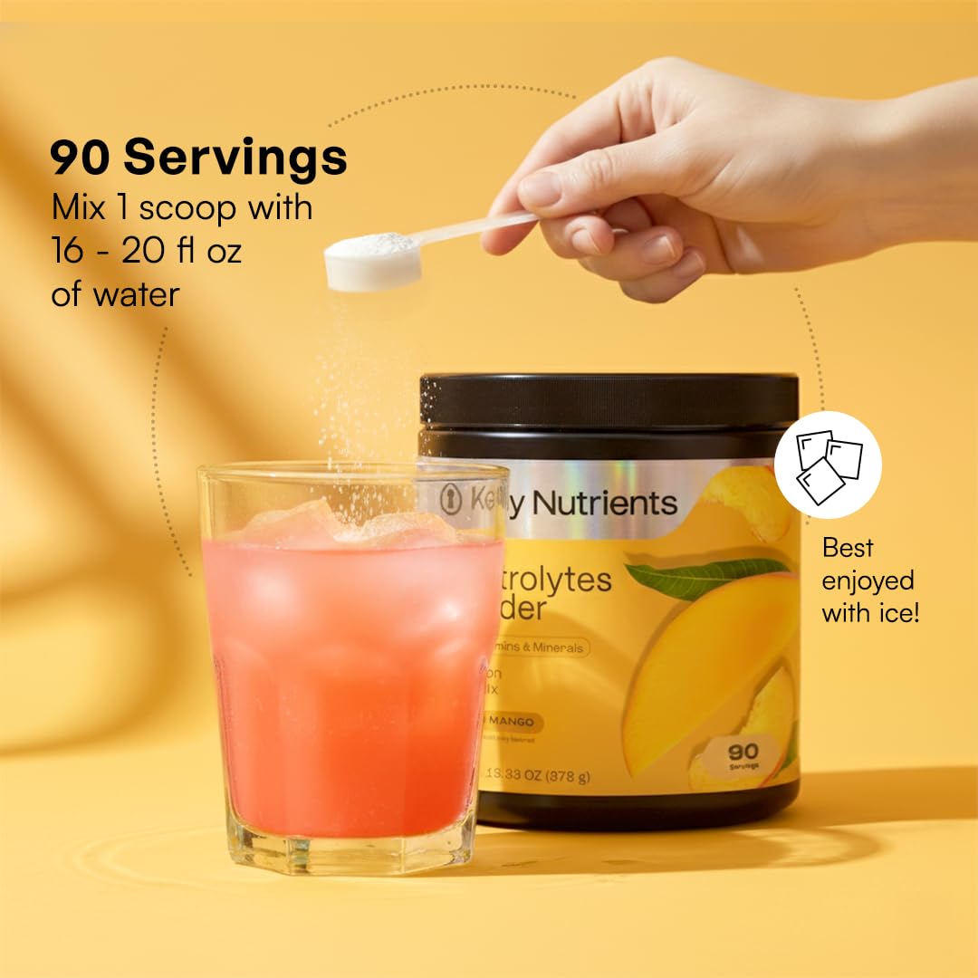 KEY NUTRIENTS Electrolytes Lemonade + Peach Mango Powder, 26 Servings