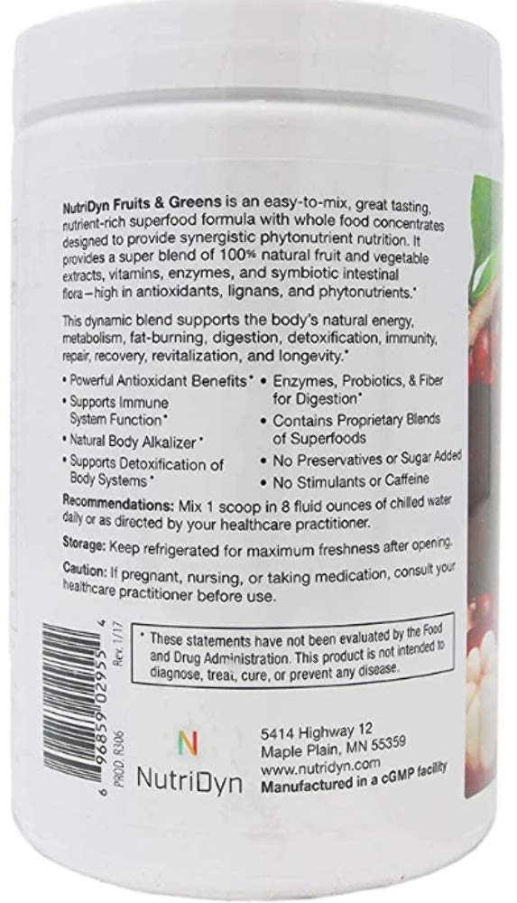 Nutri-Dyn Fruits and Greens Super Vegetox Proprietary Blend of Super Vegetables, Chlorella, Kelp, Turmeric & Kale, Certified Organic Powder 10.8 Ounces