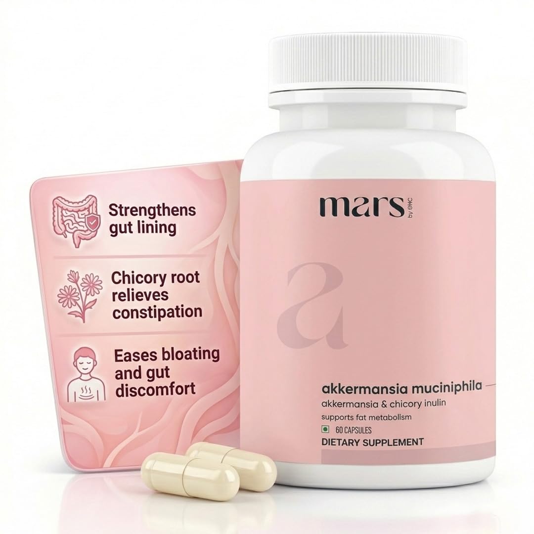 Mars by GHC Akkermansia Muciniphila Capsule, Probiotic & Prebiotic Gut Health Supplement, Digestive Wellness Formula, 60 Capsules
