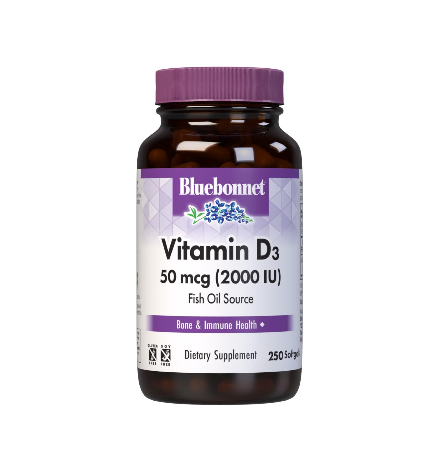 BlueBonnet Vitamin D3 2000 IU Softgels, 250 Count