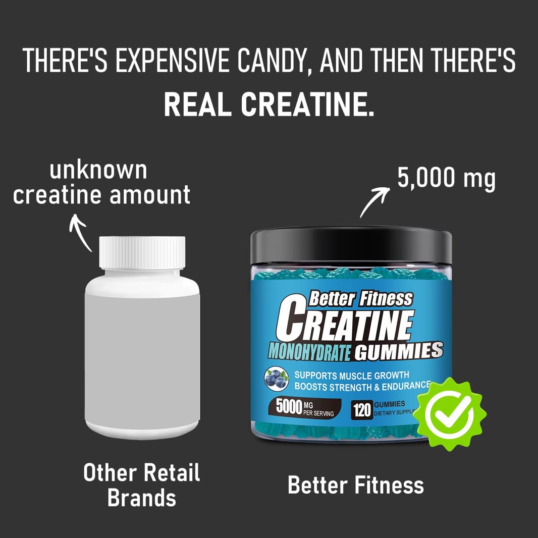 BetterFitness Creapure Creatine Gummies 120 Count