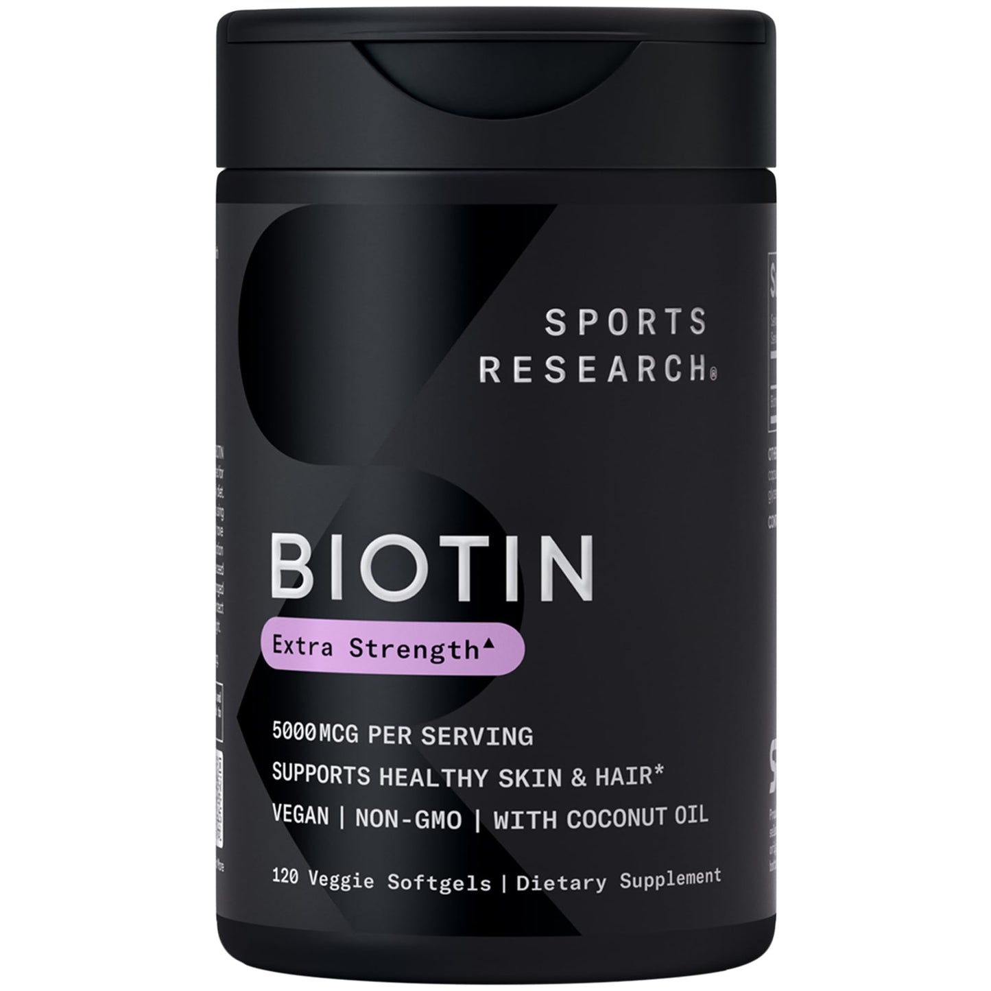 Sports Research Biotin 5,000mcg with Coconut Oil Softgel 120