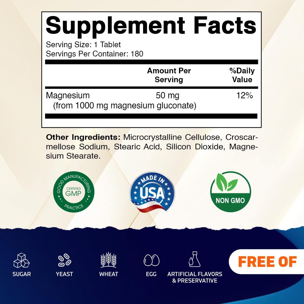 Vitamatic Magnesium Gluconate 1000 mg Tablet, 180 Tablets