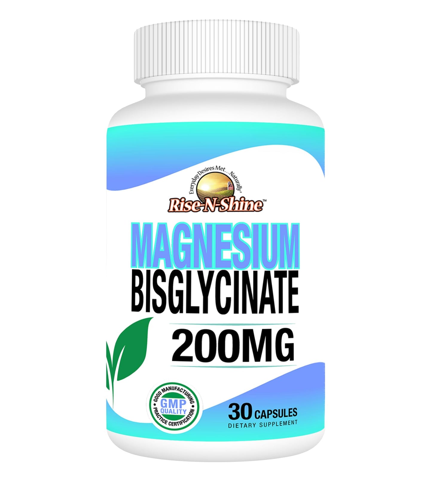Rise-N-Shine Magnesium Bisglycinate 200 mg Capsule 30 Count