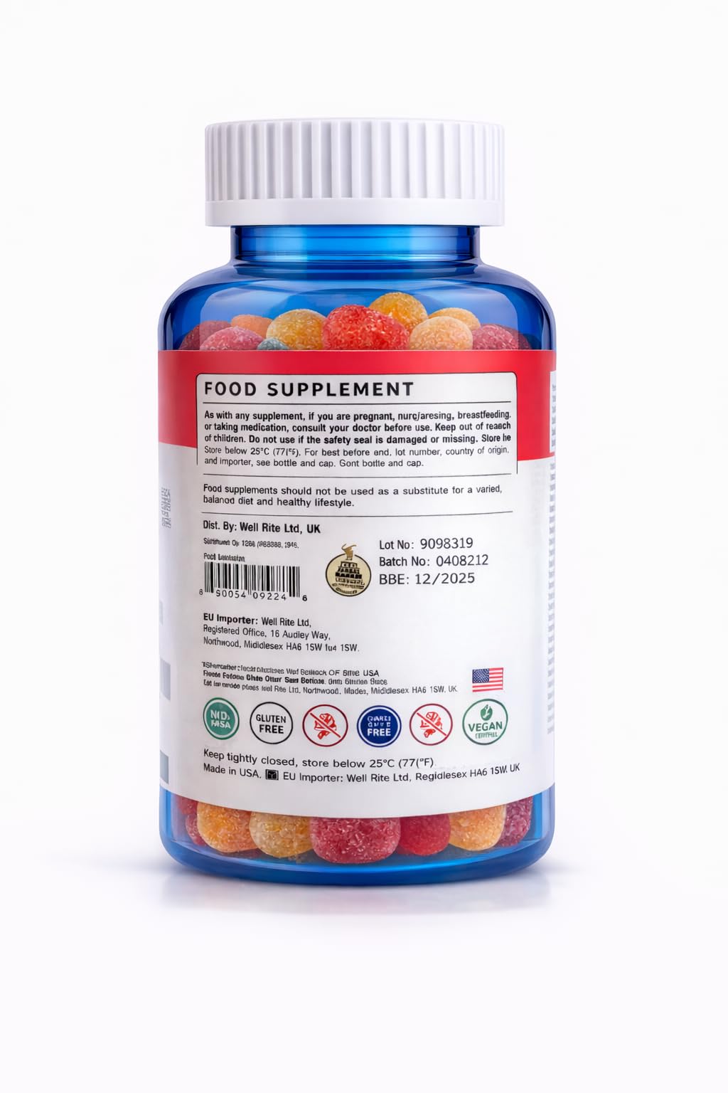 Wellrite Hair, Skin & Nail Gummy Vitamins, 60 Count
