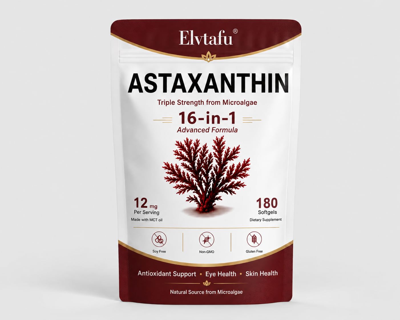 Elvtafu Astaxanthin 16-in-1 12mg Softgels 180