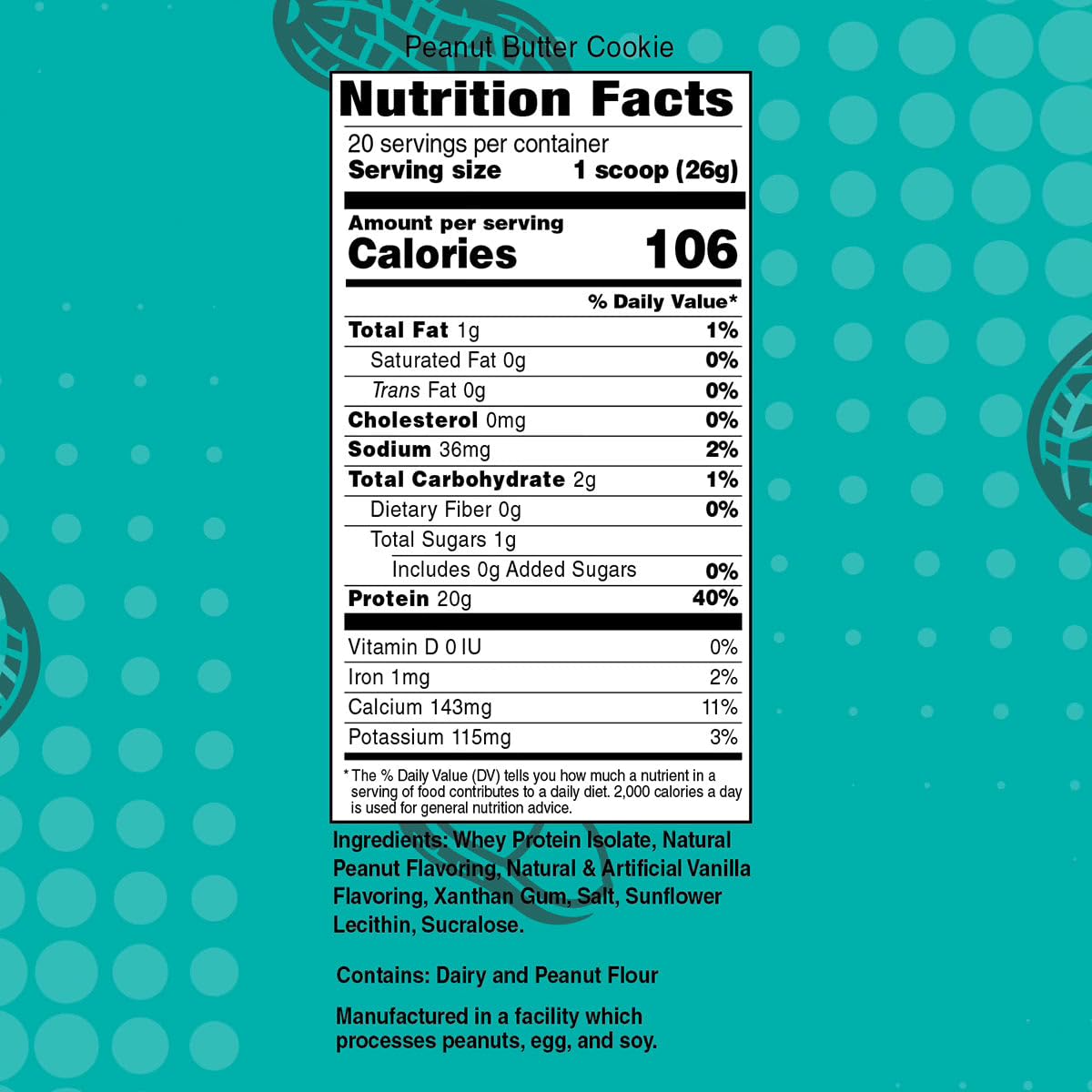 Bariatric Eating Inspire Peanut Butter Cookie 20g Whey Protein Isolate Powder 18.4