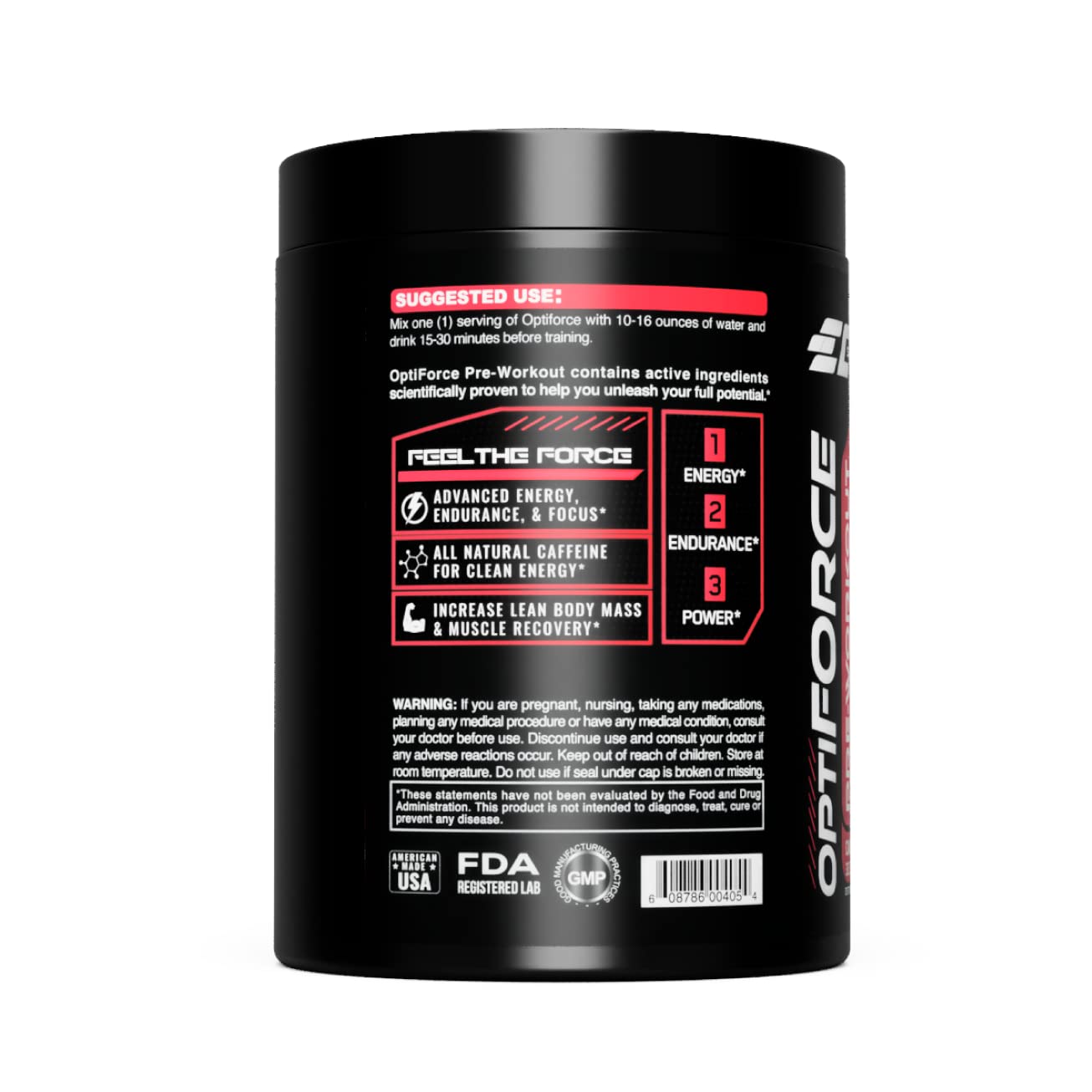 EC Sports OptiForce Pre-Workout Powder 15.34 oz Candy Watermelon