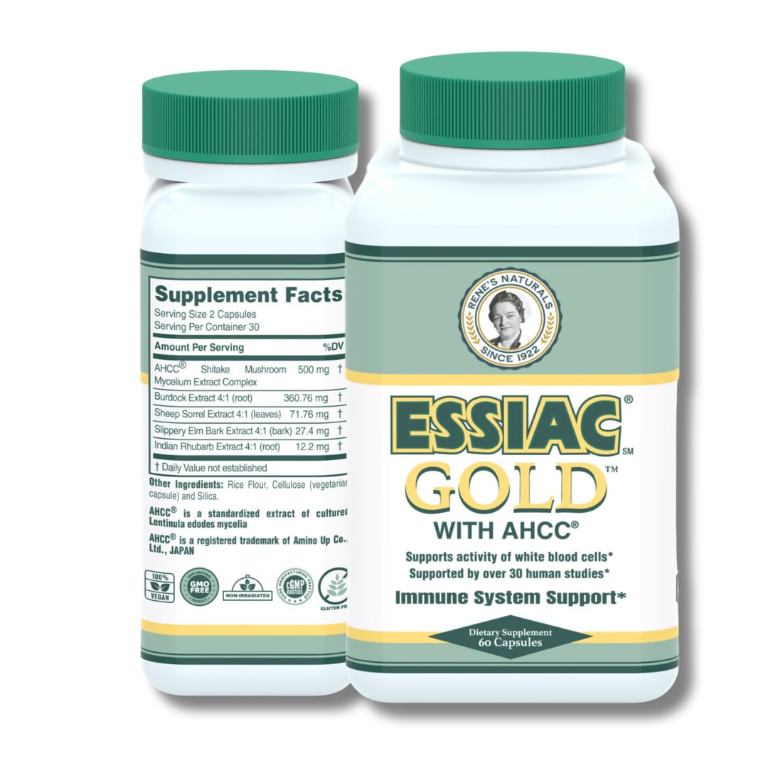 Essiac Essiac Gold with AHCC Premium Immune System Booster Capsule, 60 Capsules