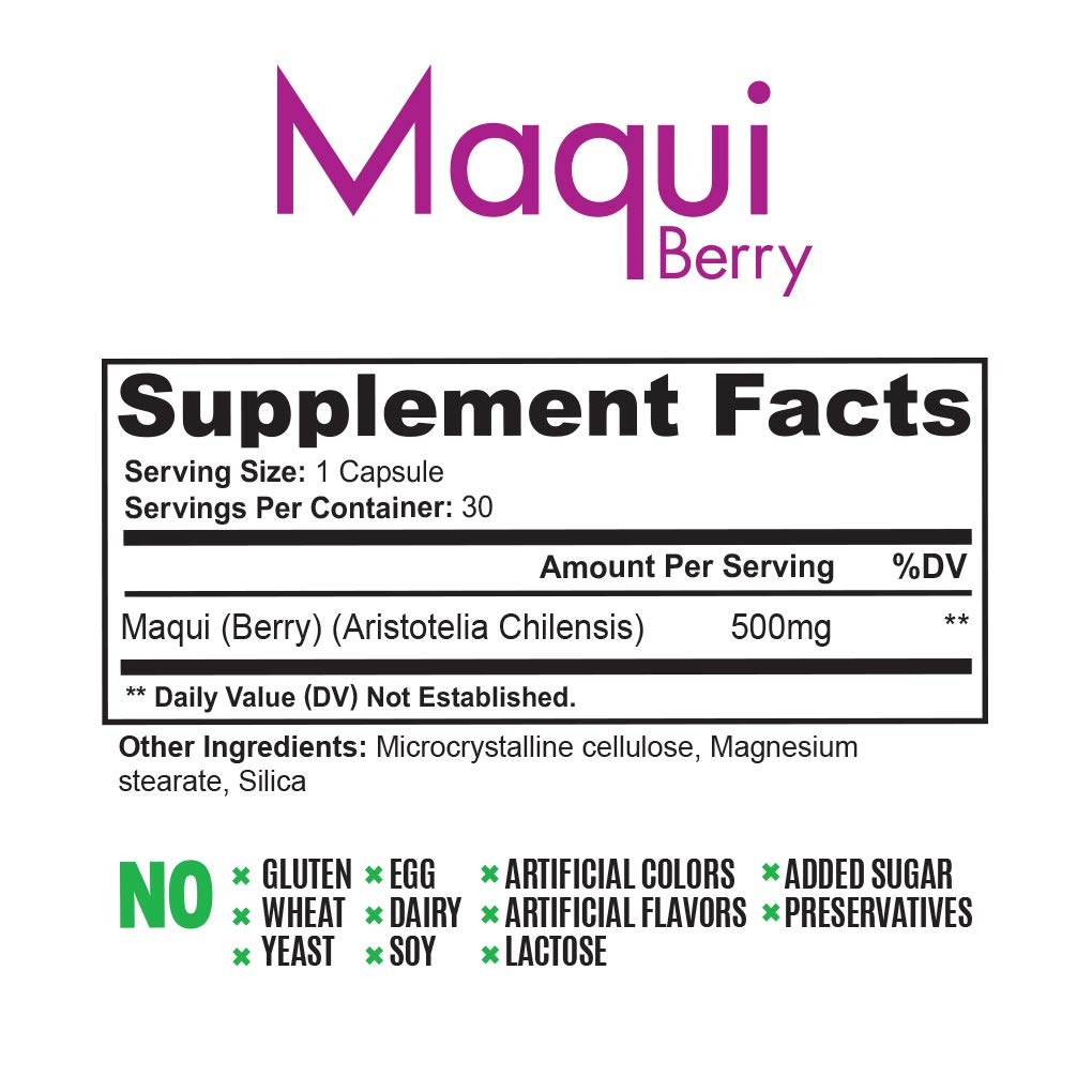 Vivid Health Nutrition Pure Maqui Berry Extract Capsules 500mg, 30 Count