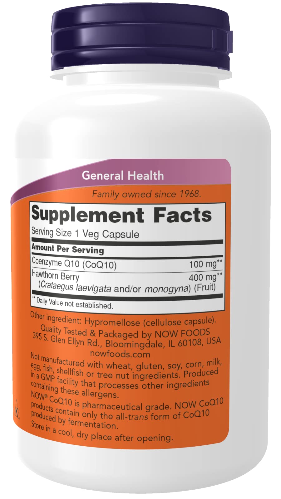 NOW Foods CoQ10 with Hawthorn Berry Vegetarian 100 mg Capsule, 180 Count