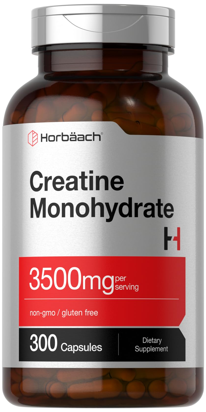 Horbäach Creatine Monohydrate Capsules 3500mg, 300 Count