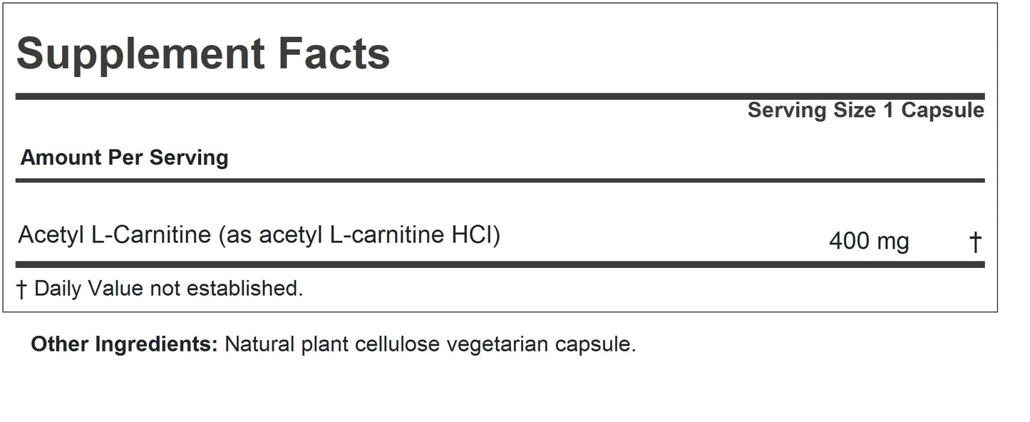 ANDREW LESSMAN Acetyl L-Carnitine 400 mg Capsule, 30 Count