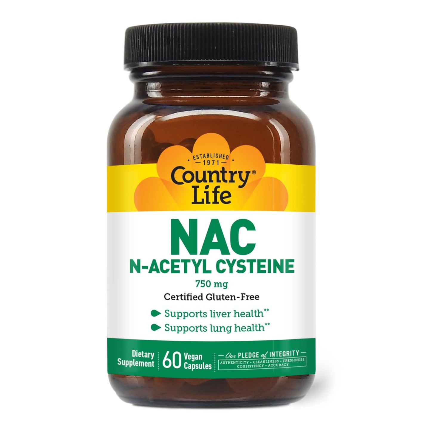 Country Life N-Acetyl Cysteine (NAC) 750 mg Capsule, 60 Count