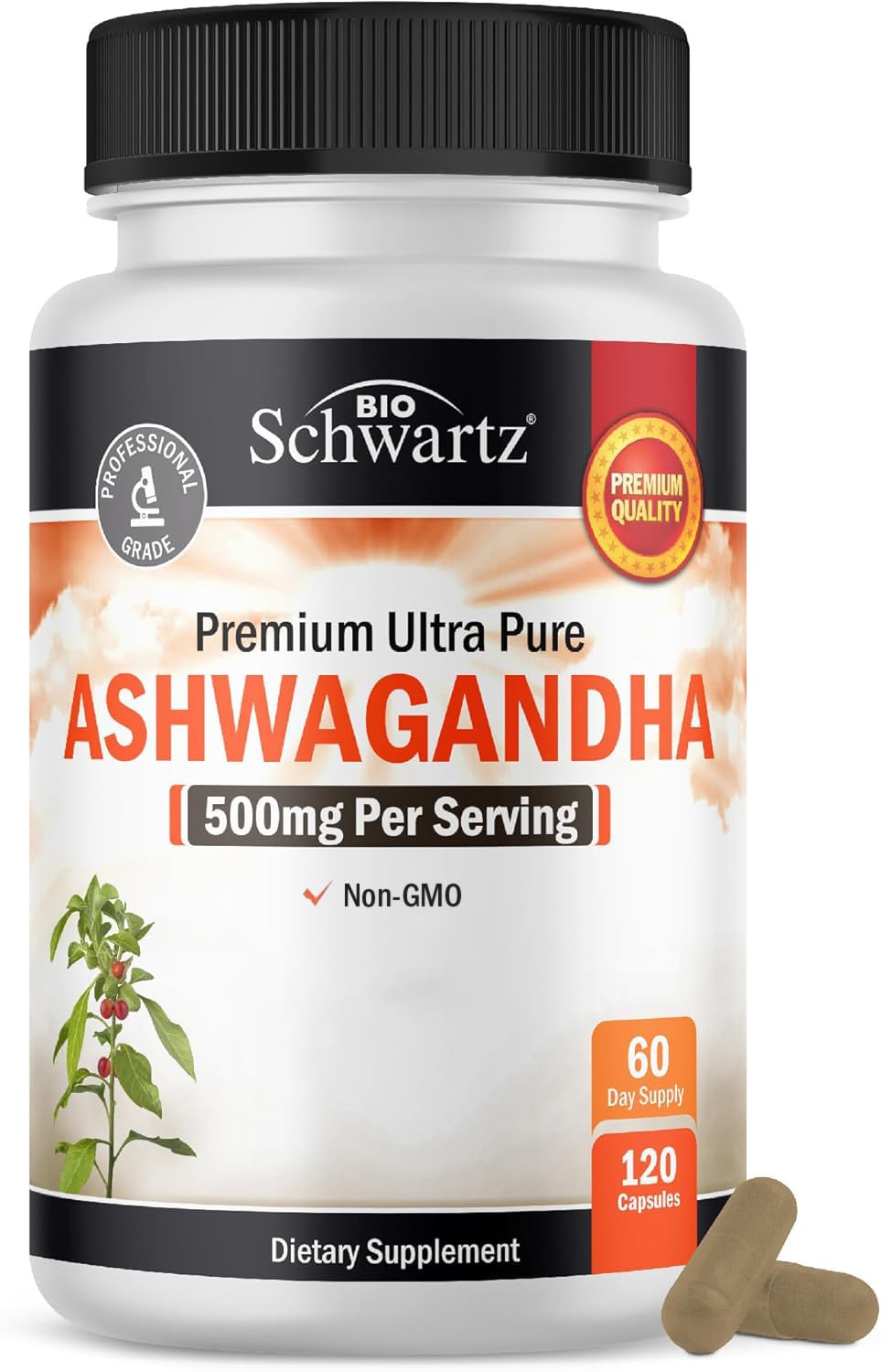 BioSchwartz Ashwagandha 500mg Capsule, 120 Count