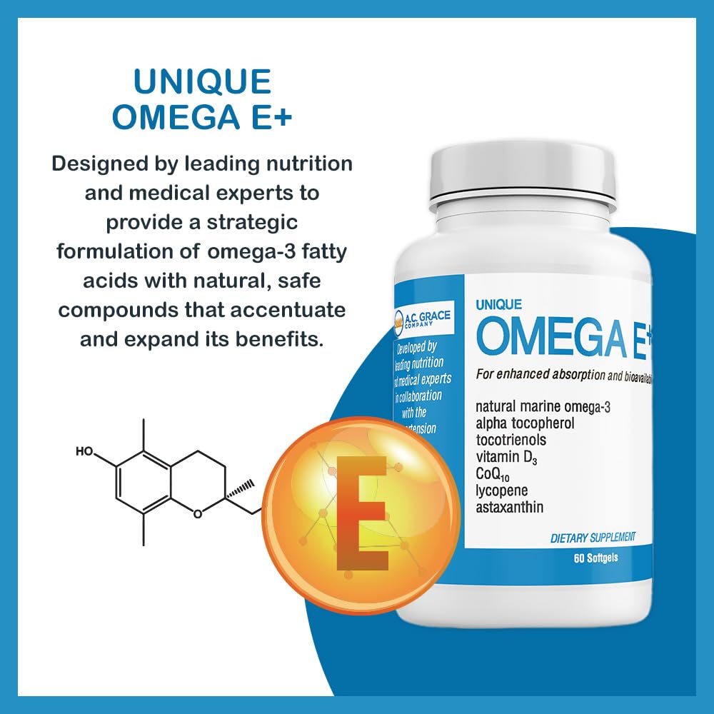 UNIQUE E Omega E+ Softgels, 60 Count