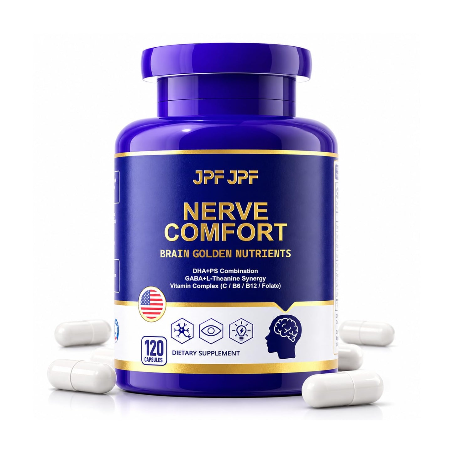 JPFJPF Brain Supplement Memory Focus, 5 in 1 Phosphatidylserine, 120 Capsules