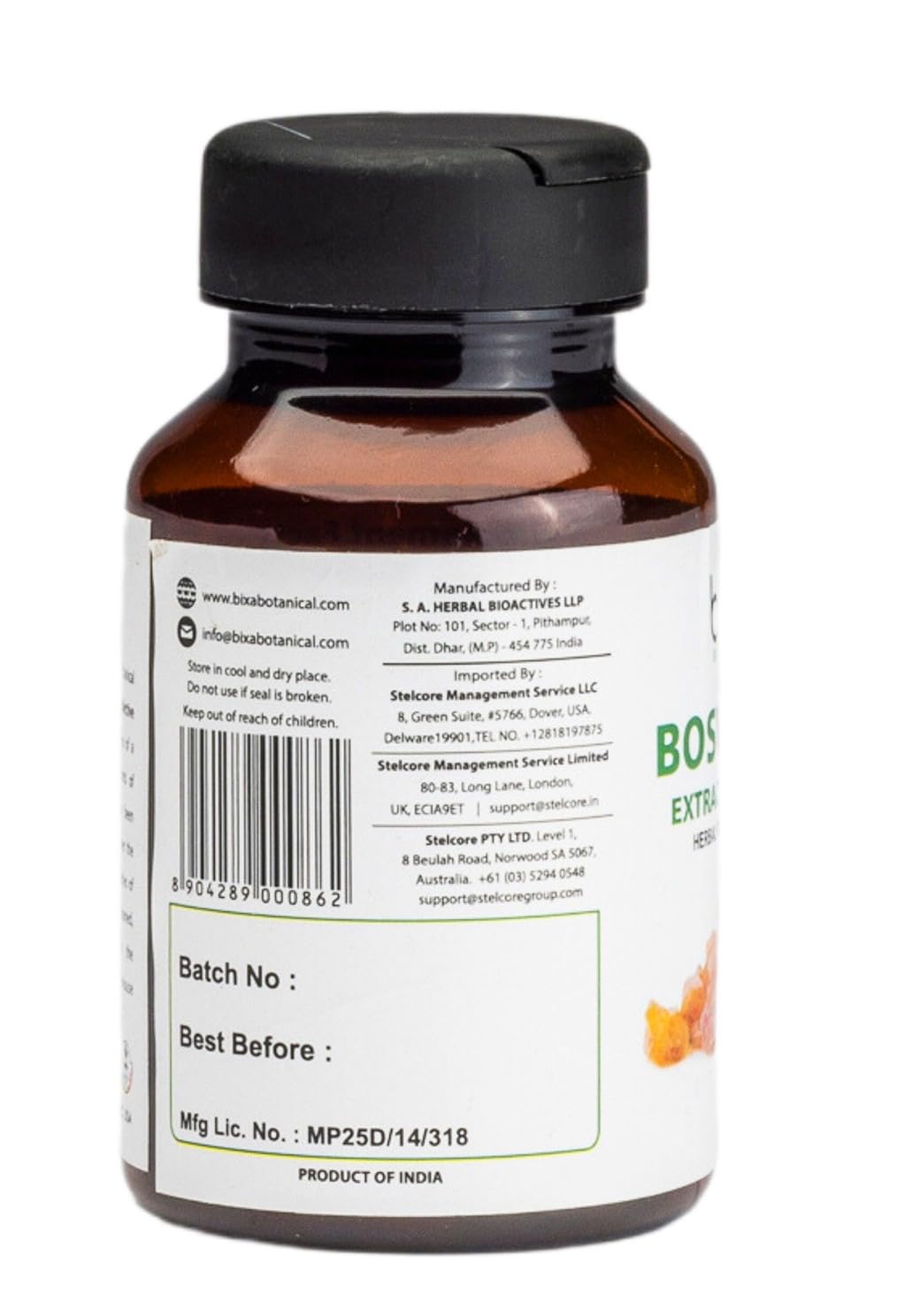 bixa BOTANICAL Boswellia Serrata Extract (65% Boswellic Acid) Capsules, 60 Count